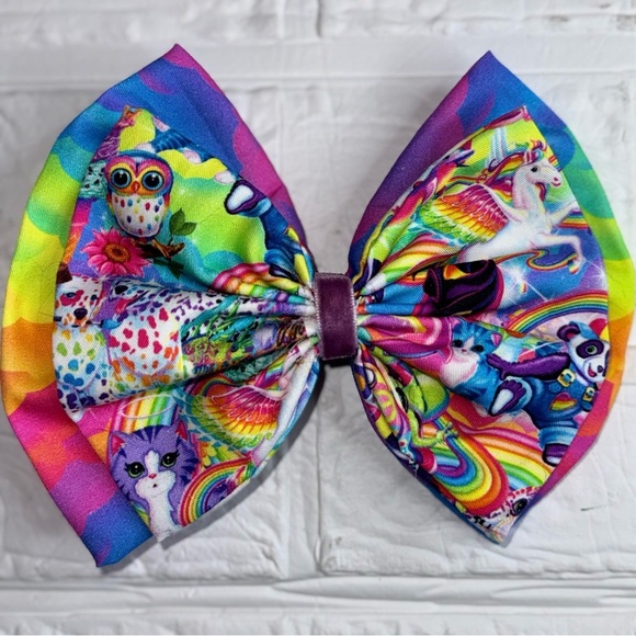 Handmade Lisa Frank Inspired Vibrant Hair Bow - Picture 4 of 14